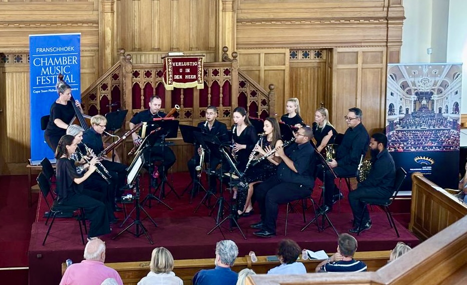 picture of the Cape Town Philharmonic winds and double bass at Franschhoek Chamber Music Festival